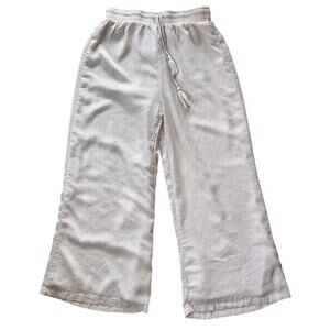 Lulus Wide-Leg Lined Drawstring Beige Pants Medium